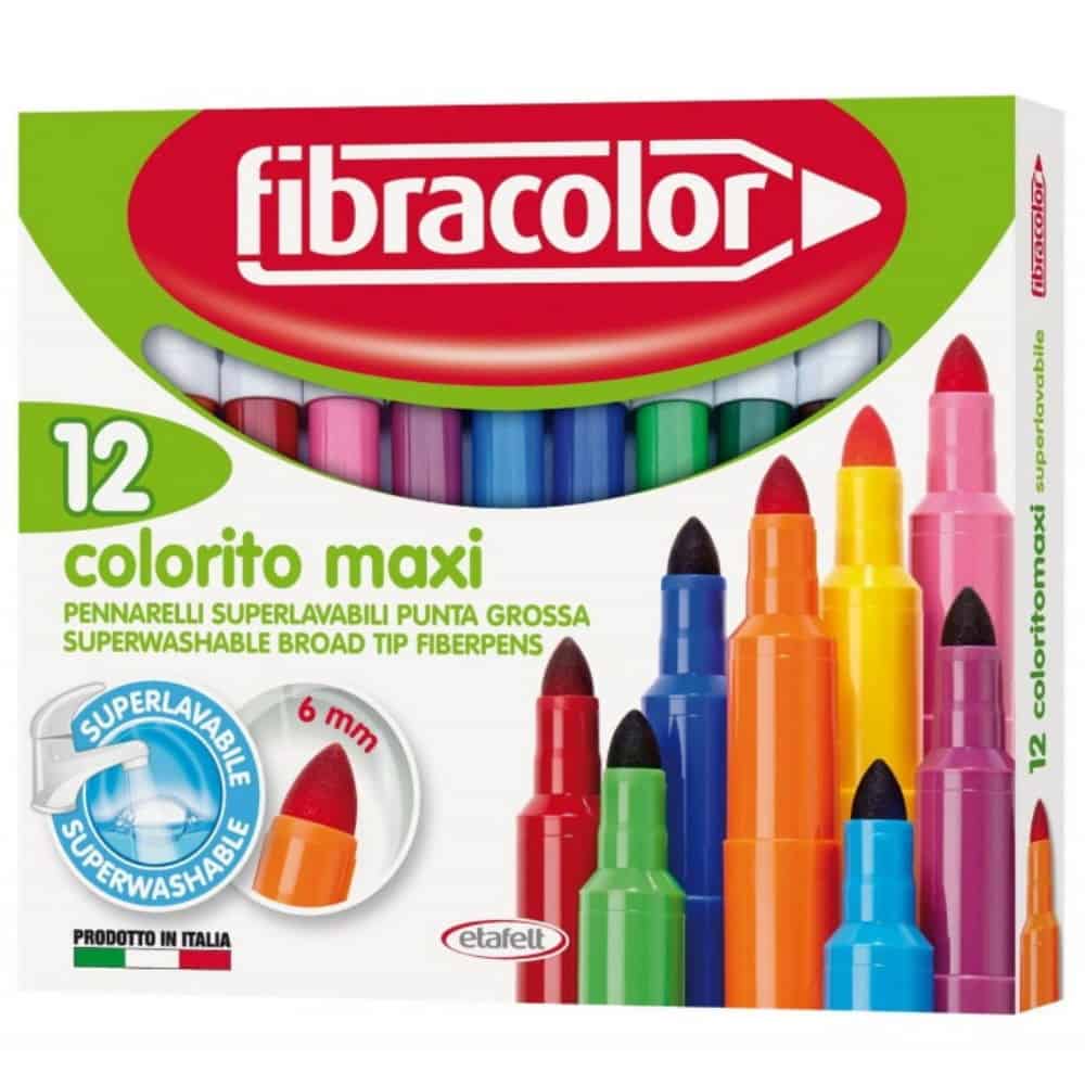 ΜΑΡΚΑΔΟΡΟΙ ΖΩΓΡΑΦΙΚΗΣ MAXI SUPERWASHABLE 12 ΤΕΜ. FIBRACOLOR
