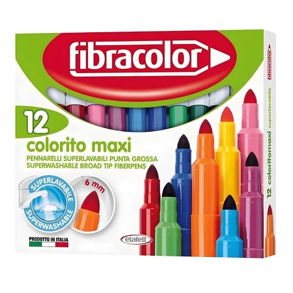 ΜΑΡΚΑΔΟΡΟΙ ZΩΓΡΑΦΙΚΗΣ COLORITO MAXI SUPERWASHABLE 12ΤΕΜ (6MM) FIBRACOLOR