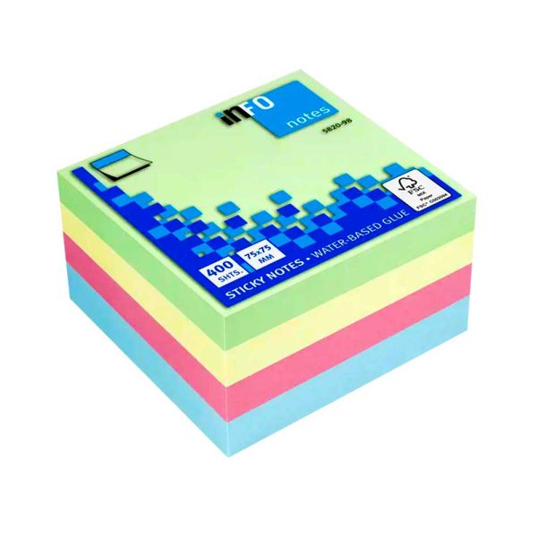 ΑΥΤΟΚΟΛΛΗΤΑ ΧΑΡΤΑΚΙΑ ΚΥΒΟΣ 75x75MM 4 ΧΡΩΜΑΤΑ ΠΑΣΤΕΛ 400Φ (5820-98) INFO NOTES