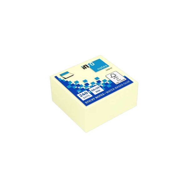 ΑΥΤΟΚΟΛΛΗΤΑ ΧΑΡΤΑΚΙΑ MINI ΚΥΒΟΣ 50x50MM ΚΙΤΡΙΝΟ 240Φ (5658-01) INFO NOTES
