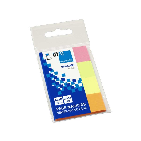 ΑΥΤΟΚΟΛΛΗΤΟΙ ΣΕΛΙΔΟΔΕΙΚΤΕΣ 20x50MM 4 ΧΡΩΜΑΤΑ PAGE MARKERS 4x40Φ (5670-39) INFO