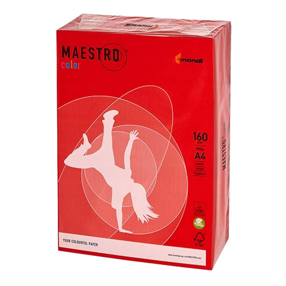 ΕΓΧΡΩΜΟ ΧΑΡΤΙ ΦΩΤΟΤΥΠΙΚΟΥ MAESTRO COLOR A4 160GR CO44 CORAL RED (ΚΟΚΚΙΝΟ) 250 ΦΥΛΛΑ MONDI