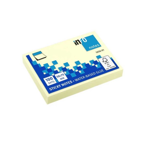 ΑΥΤΟΚΟΛΛΗΤΑ ΧΑΡΤΑΚΙΑ ΣΗΜΕΙΩΣΕΩΝ 50x75MM ΚΙΤΡΙΝΟ 100Φ (5656-01) INFO NOTES