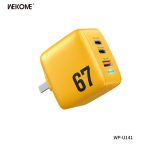 ΑΝΤΑΠΤΟΡΑΣ ΦΟΡΤΙΣΗΣ QC3.0 & POWER DELIVERY GaN 2xUSB-C USB-A 67W WP-U141 YELLOW ΚΙΤΡΙΝΟ WEKOME