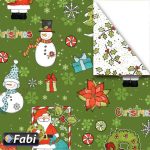 ΧΑΡΤΟΝΙ ΧΡΙΣΤΟΥΓΕΝΝΙΑΤΙΚΟ SANTA GREEN ΧΙΟΝΑΝΡΘΩΠΟΣ 50Χ70 270GR FABI