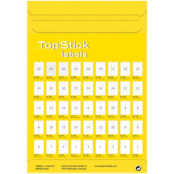 ΕΤΙΚΕΤΕΣ ΕΚΤΥΠΩΤΩΝ ΑΥΤΟΚΟΛΛΗΤΕΣ Α4 52,5mmx29,7mm 8658 TOPSTICK LABELS