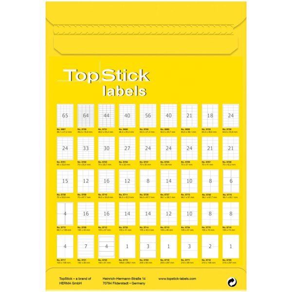 ΕΤΙΚΕΤΕΣ ΕΚΤΥΠΩΤΩΝ ΑΥΤΟΚΟΛΛΗΤΕΣ Α4 99,1mmx67,7mm 8758 TOPSTICK LABELS
