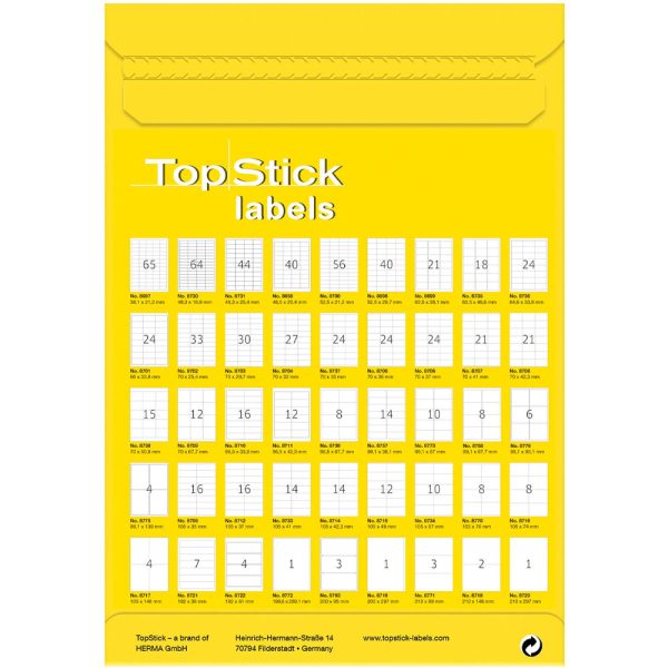 ΕΤΙΚΕΤΕΣ ΕΚΤΥΠΩΤΩΝ ΑΥΤΟΚΟΛΛΗΤΕΣ Α4 48,5mmx25,4mm 8658 TOPSTICK LABELS