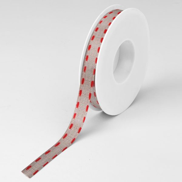 ΚΟΡΔΕΛΑ ΥΦΑΣΜΑΤΙΝΗ ΜΠΕΖ ΜΕ ΚΟΚΚΙΝΗ ΡΑΦΗ 16mmX10m ΝΑΚΟΣ