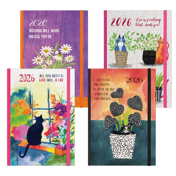 ΗΜΕΡΟΛΟΓΙΟ ΗΜΕΡΗΣΙΟ ΣΚΛΗΡΟ ΕΞΩΦΥΛΛΟ ΜΕ ΣΧΕΔΙΟ ΚΑΙ ΛΑΣΤΙΧΟ 2026 CATS 12X17 ΛΙΝΑΡΔΑΤΟΣ