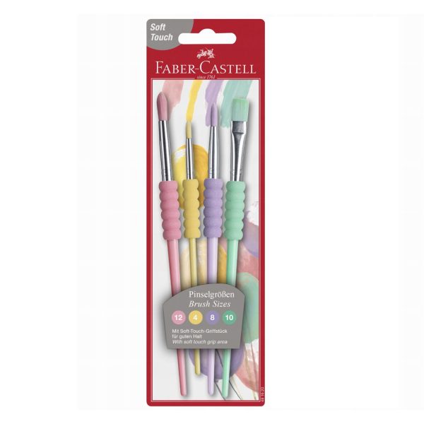 ΠΙΝΕΛΟ ΜΕ ΣΥΝΘΕΤΙΚΗ ΤΡΙΧΑ ΚΑΙ ΜΑΛΑΚΗ ΛΑΒΗ ΠΑΣΤΕΛ ΣΕΤ 4 ΤΜΧ No 2-6-10-12 FABER CASTELL