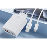 ΦΟΡΤΙΣΤΗΣ GaN 45W PD QUICK CHARGE 2xUSB-C 2xUSB-A ΛΕΥΚΟ CE22 XO