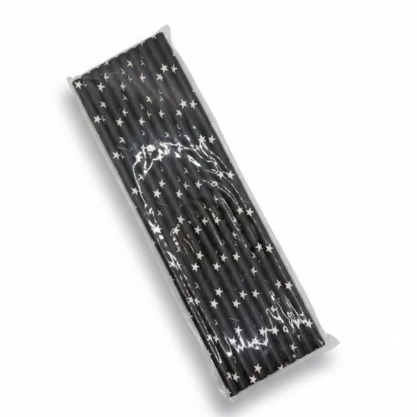 ΧΑΡΤΙΝΑ ΚΑΛΑΜΑΚΙΑ ΜΕ ΑΣΤΕΡΙΑ ΜΑΥΡΟ 20cm (10 ΤΜΧ) HOMIE