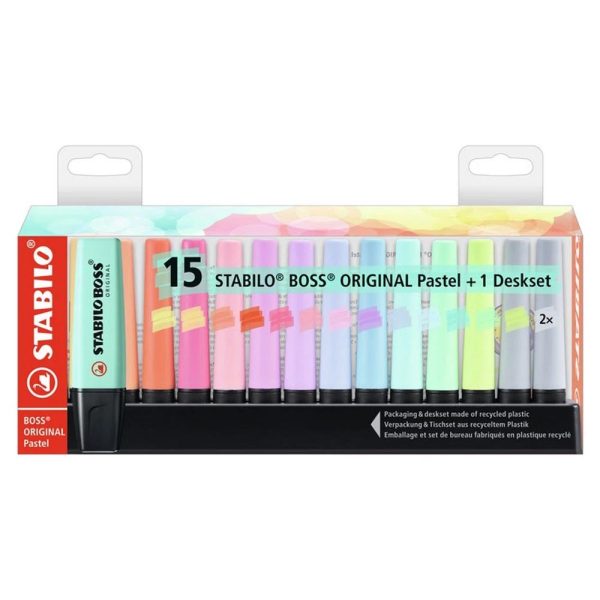 ΜΑΡΚΑΔΟΡΟΣ ΥΠΟΓΡΑΜΜΙΣΗΣ ΣΕΤ BOSS ORIGINAL PASTEL - DESK SET 15 ΤΕΜΑΧΙΩΝ STABILO