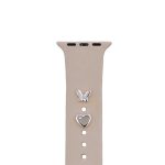 PIN CHARMS ΣΕΤ ΓΙΑ ΛΟΥΡΑΚΙΑ APPLE WATCH & SMARTWATCH - ΣΧΕΔΙΟ ΠΕΤΑΛΟΥΔΑ & ΚΑΡΔΙΑ ΜΕ ΣΤΡΑΣ - SILVER ΑΣΗΜΙ TFO