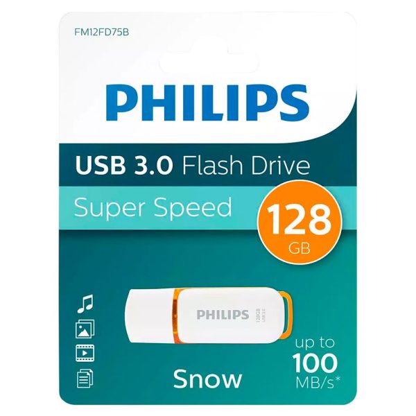 ΣΤΙΚΑΚΙ ΜΝΗΜΗΣ USB 3.0 SNOW EDITION 128GB SUNRISE ORANGE PHILIPS