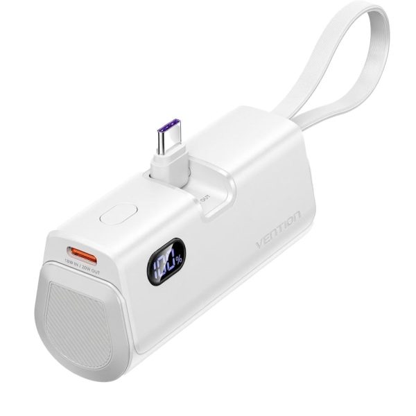POWER BANK ΜΕ ΕΝΣΩΜΑΤΩΜΕΝΟ ΚΑΛΩΔΙΟ LIGHTNING & USB-C 22.5W ΛΕΥΚΟ FOLDABLE 4800MAH WHITE - VENTION