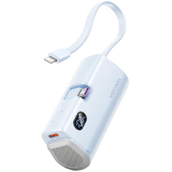POWER BANK ΜΕ ΕΝΣΩΜΑΤΩΜΕΝΟ ΚΑΛΩΔΙΟ LIGHTNING & USB-C 22.5W ΣΙΕΛ/ΜΠΛΕ FOLDABLE 4800MAH BLUE - VENTION