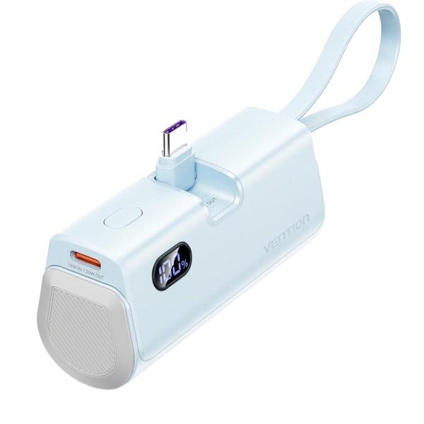 POWER BANK ΜΕ ΕΝΣΩΜΑΤΩΜΕΝΟ ΚΑΛΩΔΙΟ LIGHTNING & USB-C 22.5W ΣΙΕΛ/ΜΠΛΕ FOLDABLE 4800MAH BLUE - VENTION