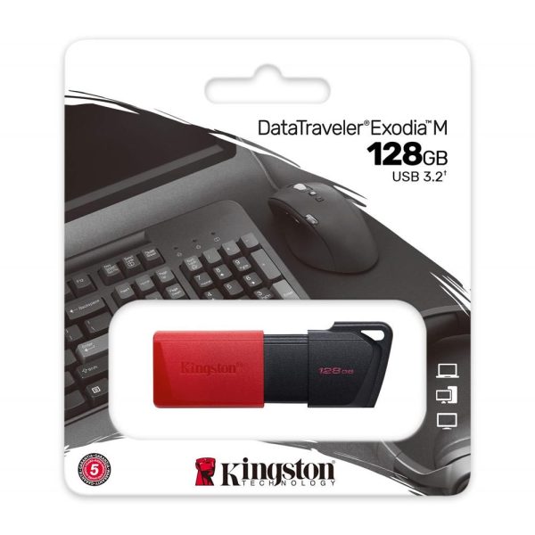 ΣΤΙΚΑΚΙ ΜΝΗΜΗΣ USB 3.2 GEN 1 DATATRAVELER EXODIA M DTXM 128GB RED/BLACK KINGSTON