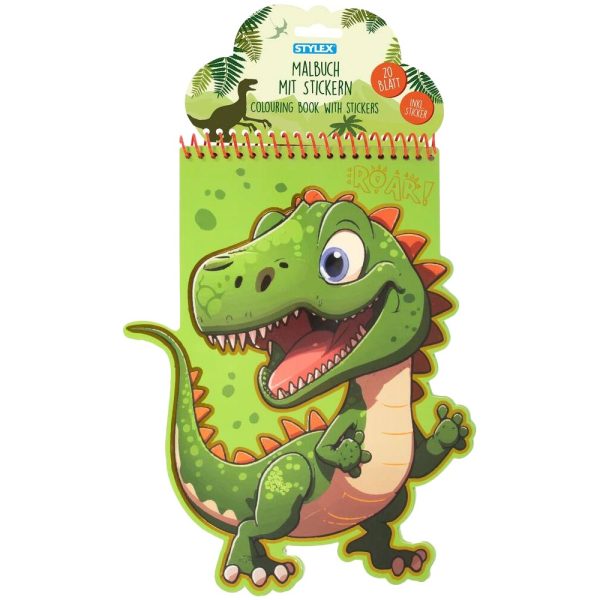 ΜΠΛΟΚ ΖΩΓΡΑΦΙΚΗΣ STICKER COLOURING BOOK ΜΕ ΣΠΙΡΑΛ 19Φ. ΣΧΕΔΙΟ ΔΕΙΝΟΣΑΥΡΟΣ & ΑΥΤΟΚΟΛΛΗΤΑ STYLEX