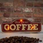 ΦΩΤΙΣΤΙΚΟ ΔΙΑΚΟΣΜΗΤΙΚΟ RETRO METAL SIGN LED FRESH BREWED COFFEE FOREVER LIGHT