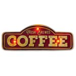 ΦΩΤΙΣΤΙΚΟ ΔΙΑΚΟΣΜΗΤΙΚΟ RETRO METAL SIGN LED FRESH BREWED COFFEE FOREVER LIGHT