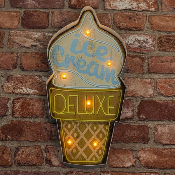 ΦΩΤΙΣΤΙΚΟ ΔΙΑΚΟΣΜΗΤΙΚΟ RETRO METAL SIGN LED ICE CREAM FOREVER LIGHT