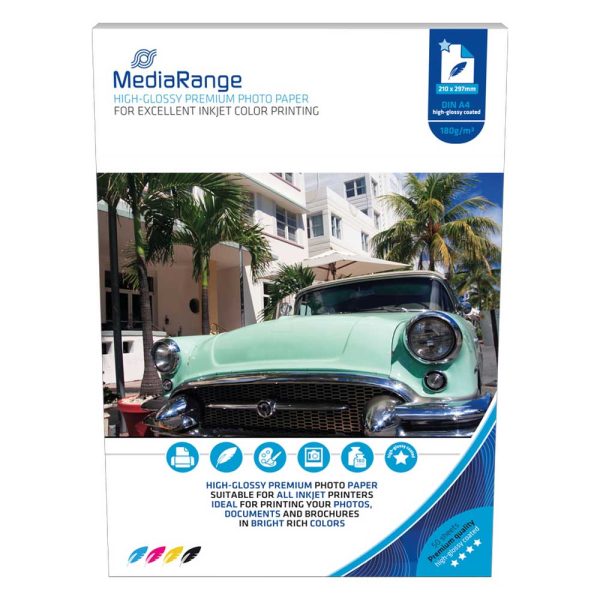 ΦΩΤΟΓΡΑΦΙΚΟ ΧΑΡΤΙ INKJET A4 PREMIUM GLOSSY 180g (50 ΦΥΛΛΑ) MRINK117 MEDIARANGE