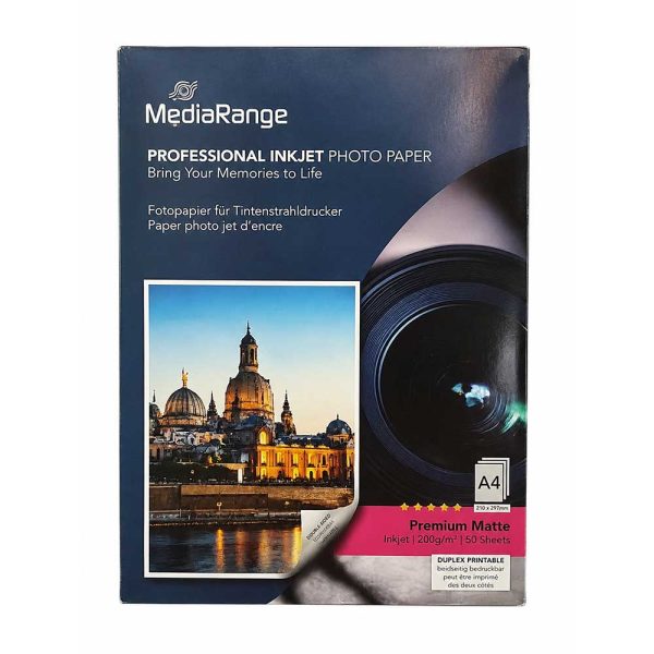 ΦΩΤΟΓΡΑΦΙΚΟ ΧΑΡΤΙ INKJET A4 PREMIUM MATTE ΔΙΠΛΗΣ ΟΨΗΣ (DUPLEX) 200g (50 ΦΥΛΛΑ) MRINK102 MEDIARANGE