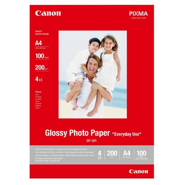 ΦΩΤΟΓΡΑΦΙΚΟ ΧΑΡΤΙ INKJET GLOSSY PHOTO PAPER EVERYDAY USE A4 21x29cm 200g (100 ΦΥΛΛΑ) GP-501 CANON