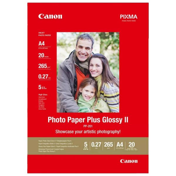 ΦΩΤΟΓΡΑΦΙΚΟ ΧΑΡΤΙ INKJET PHOTO PAPER PLUS GLOSSY II A4 21x29cm 265g (20 ΦΥΛΛΑ) PP-201 CANON
