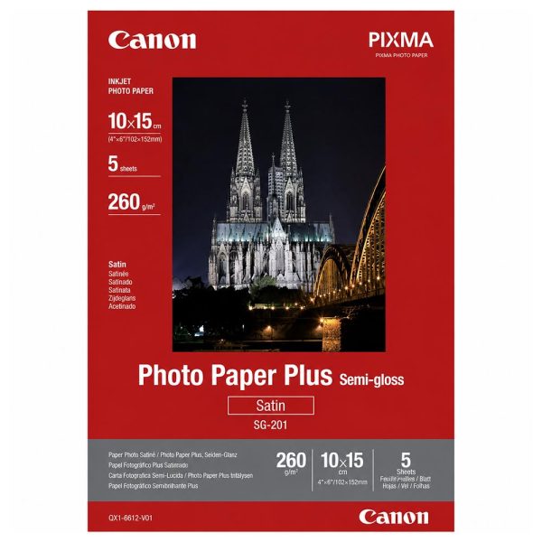 ΦΩΤΟΓΡΑΦΙΚΟ ΧΑΡΤΙ INKJET PHOTO PAPER PLUS SEMI-GLOSS SATIN 10x15cm 260g (5 ΦΥΛΛΑ) SG-201 CANON
