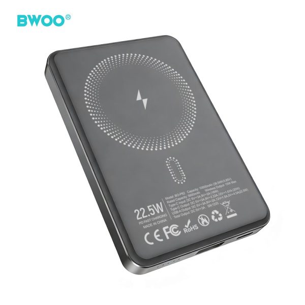 POWER BANK 10000mAh 22.5W ΜΕ ΑΣΥΡΜΑΤΗ ΦΟΡΤΙΣΗ 15W DARK BO-P82 BWOO