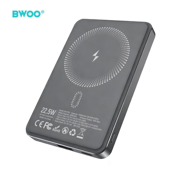 POWER BANK 10000mAh 22.5W ΜΕ ΑΣΥΡΜΑΤΗ ΦΟΡΤΙΣΗ 15W DARK BO-P82 BWOO