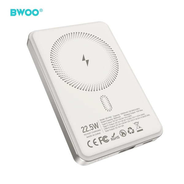 POWER BANK 10000mAh 22.5W ΜΕ ΑΣΥΡΜΑΤΗ ΦΟΡΤΙΣΗ 15W LIGHT GREY BO-P82 BWOO