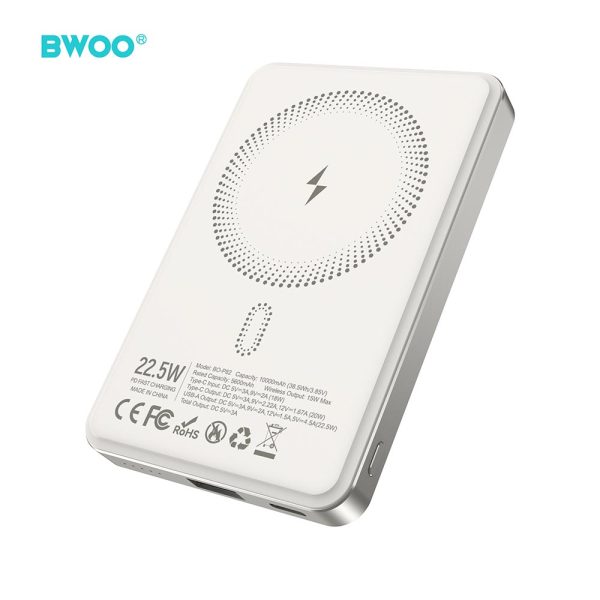 POWER BANK 10000mAh 22.5W ΜΕ ΑΣΥΡΜΑΤΗ ΦΟΡΤΙΣΗ 15W LIGHT GREY BO-P82 BWOO