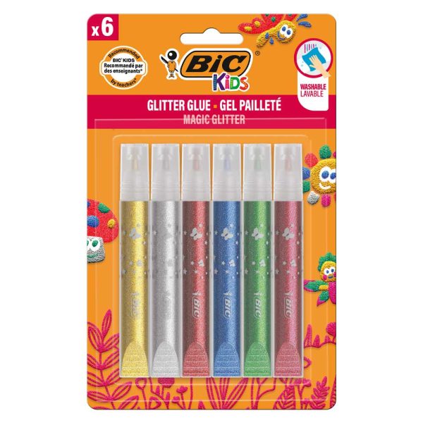 ΚΟΛΛΑ ΜΕ ΧΡΥΣΟΣΚΟΝΗ KIDS GLITTER GLUE METALLIC 6 ΤΕΜΑΧΙΑ BIC
