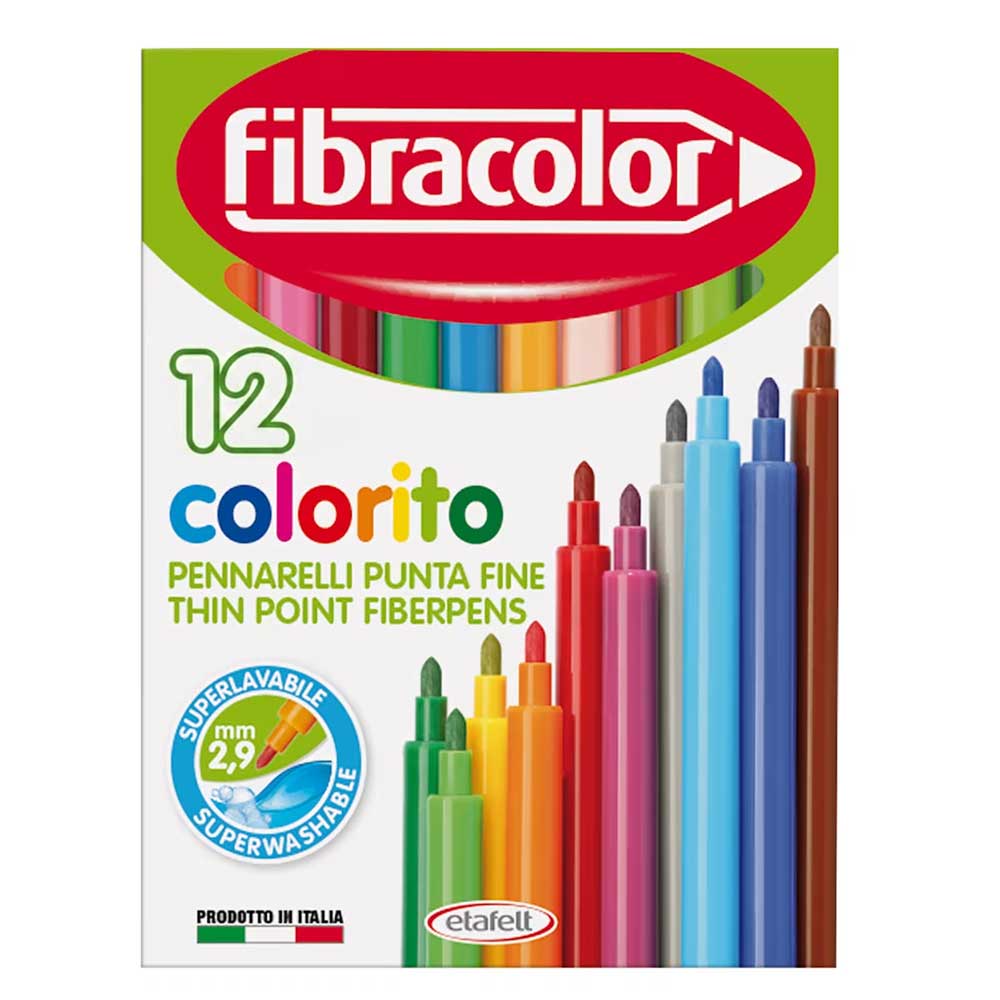 ΜΑΡΚΑΔΟΡΟΙ ΖΩΓΡΑΦΙΚΗΣ ΛΕΠΤΟΙ COLORITO SUPERWASHABLE 12ΤΕΜ. FIBRACOLOR