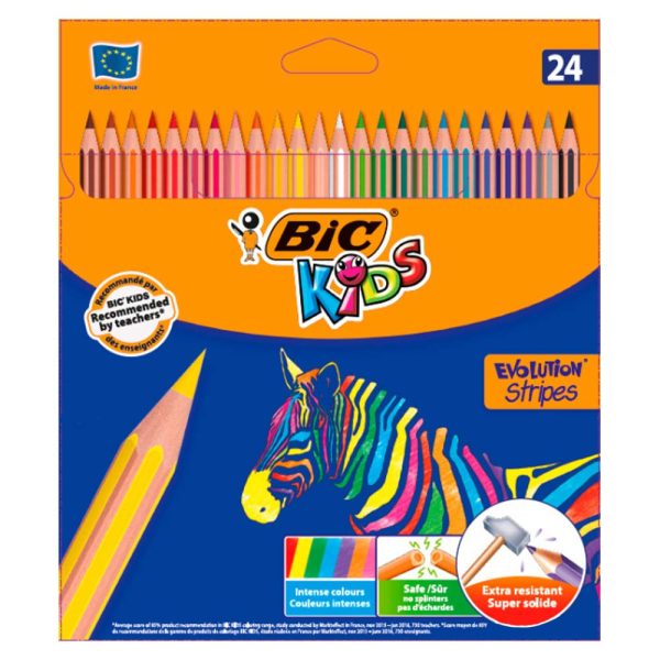 ΞΥΛΟΜΠΟΓΙΕΣ EVOLUTION STRIPES 24 ΤΕΜΑΧΙΑ ΔΙΑΦΟΡΑ ΧΡΩΜΑΤΑ KIDS BIC