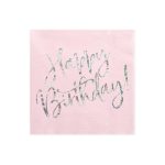 ΧΑΡΤΙΝΕΣ ΧΑΡΤΟΠΕΤΣΕΤΕΣ HAPPY BIRTHDAY ΠΟΥΔΡΕ ΡΟΖ 33x33cm (20 ΤΕΜ) PARTYDECO