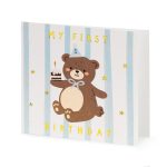 ΚΑΡΤΑ ΕΥΧΕΤΗΡΙΑ ΓΕΝΕΘΛΙΩΝ ΑΡΚΟΥΔΑΚΙ MY FIRST BIRTHDAY 14x14cm (KAR14) PARTYDECO