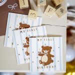 ΚΑΡΤΑ ΕΥΧΕΤΗΡΙΑ ΓΕΝΕΘΛΙΩΝ ΑΡΚΟΥΔΑΚΙ MY FIRST BIRTHDAY 14x14cm (KAR14) PARTYDECO - Image 4