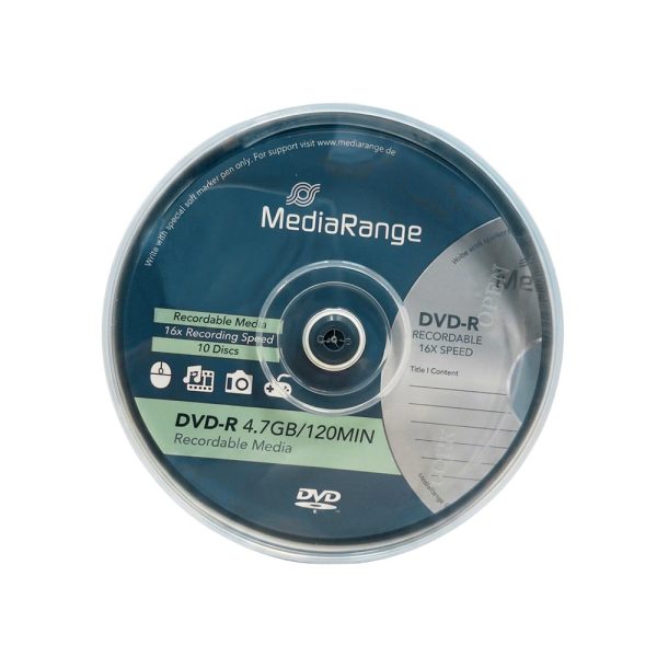 ΔΙΣΚΟΙ DVD-R 4.7GB 120MIN 16x CAKE BOX 10 ΤΕΜΑΧΙΑ (MR452) MEDIARANGE